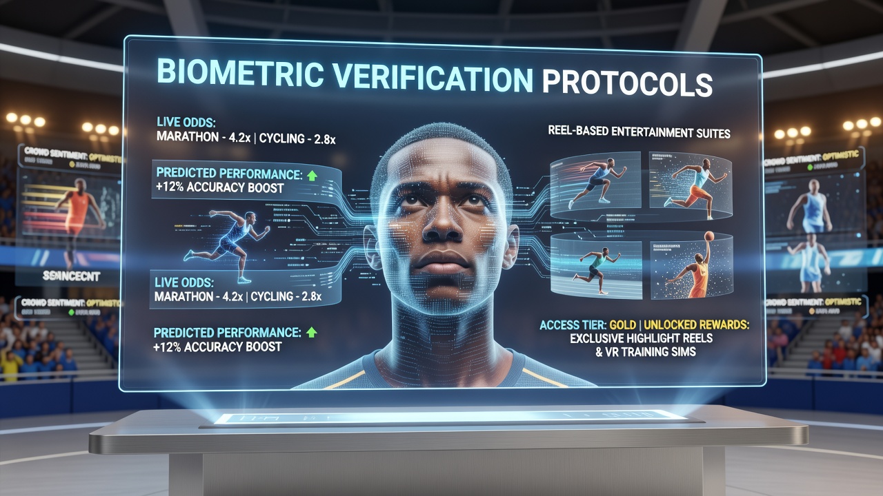 Biometric verification interface on a mobile device showing facial recognition for sports prediction market access
