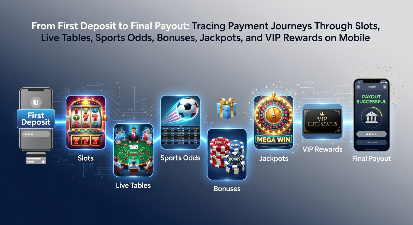Mobile screen showing deposit options transitioning to slot reels and sports odds interfaces