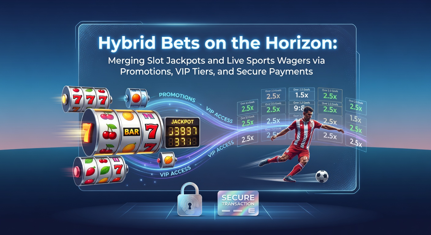 Digital interface showing slot machine reels spinning alongside live sports odds on a mobile screen, with promotional banners overlaying jackpot counters and VIP badges
