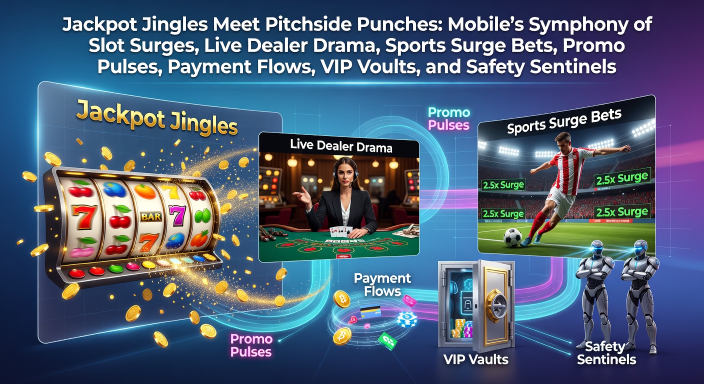 Dynamic mobile interface blending vibrant slot machine reels with live sports pitch action and jackpot notifications