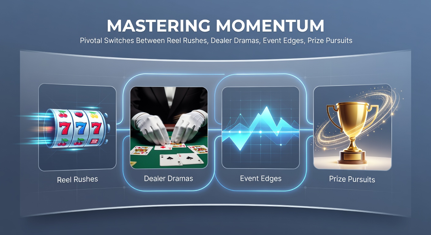 Dynamic mobile interface showing transitions from live dealer table to VIP status upgrade and balance check, emphasizing fluid momentum in wagering