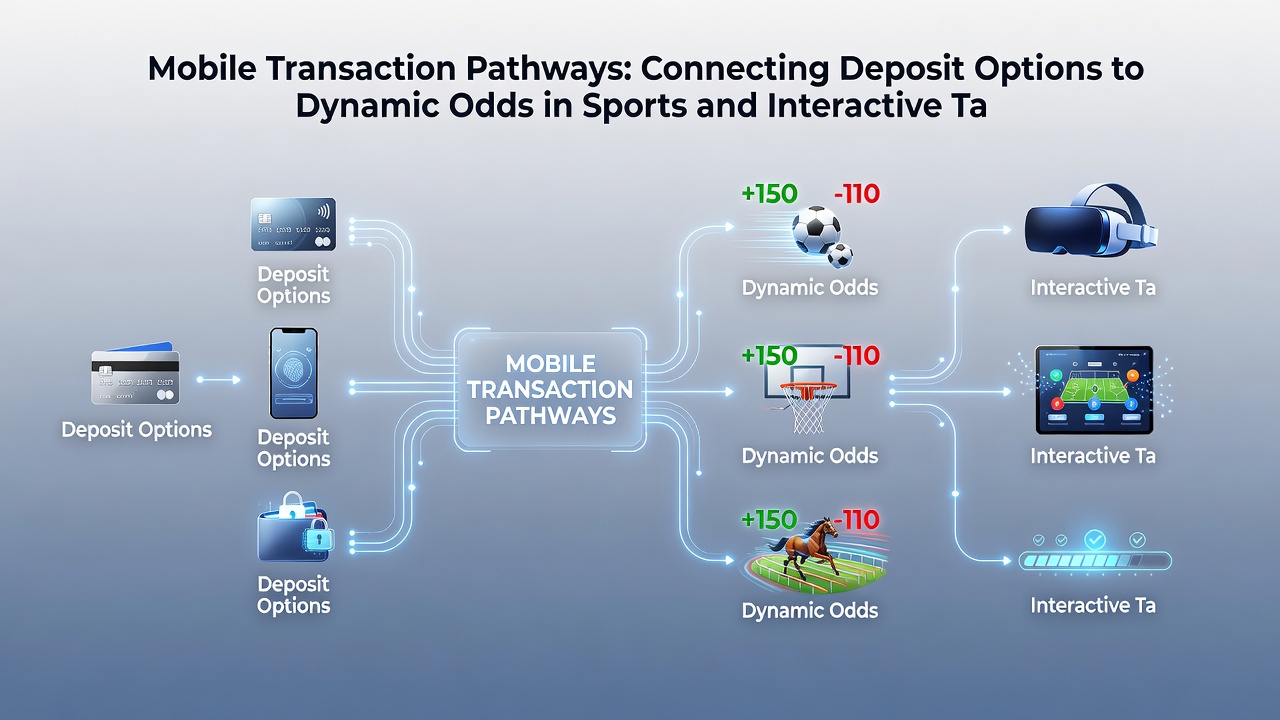User interface showing deposit confirmation leading into live sports odds and table game options with boundary settings
