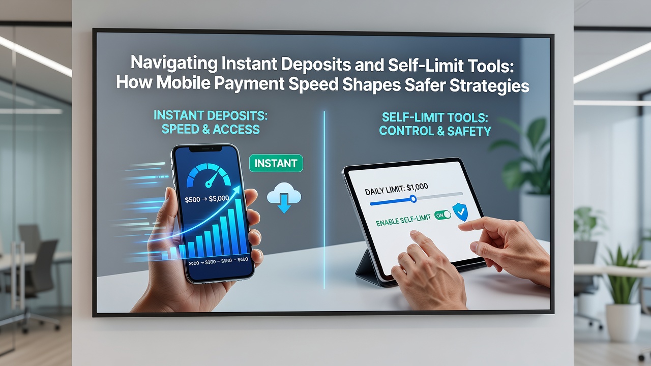 User reviewing self-exclusion and deposit limit dashboard on a smartphone during a sports event
