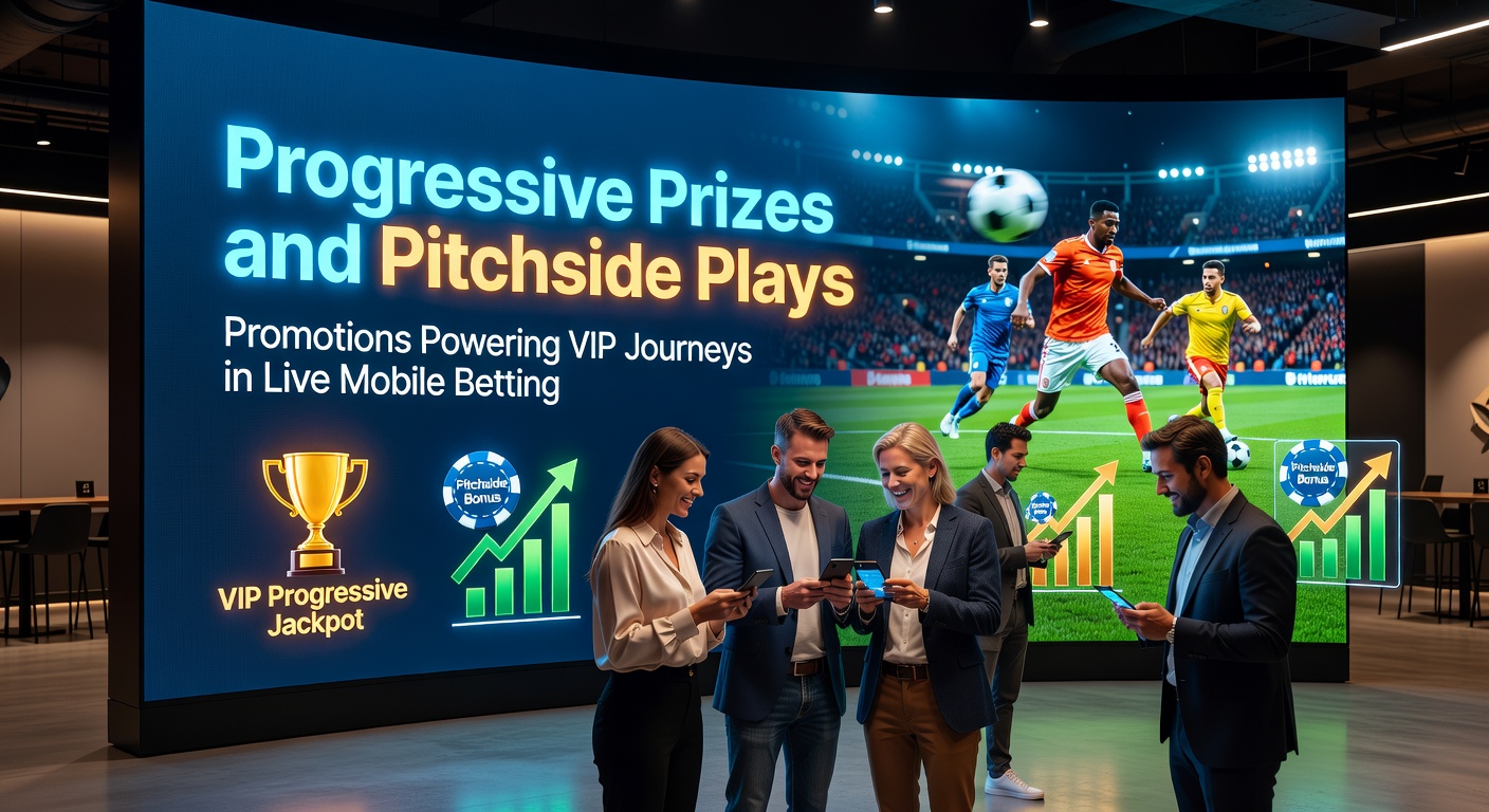 Vibrant mobile screen showing progressive jackpot counters climbing alongside live soccer in-play odds, with VIP tier icons glowing in the background