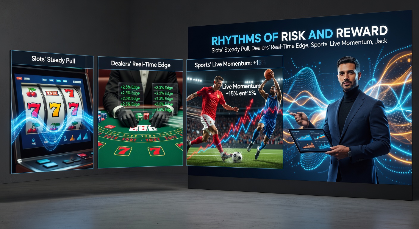 Close-up of a mobile interface showing live sports in-play betting odds shifting rapidly, alongside a climbing jackpot counter and dealer video feed, illustrating synchronized gambling rhythms