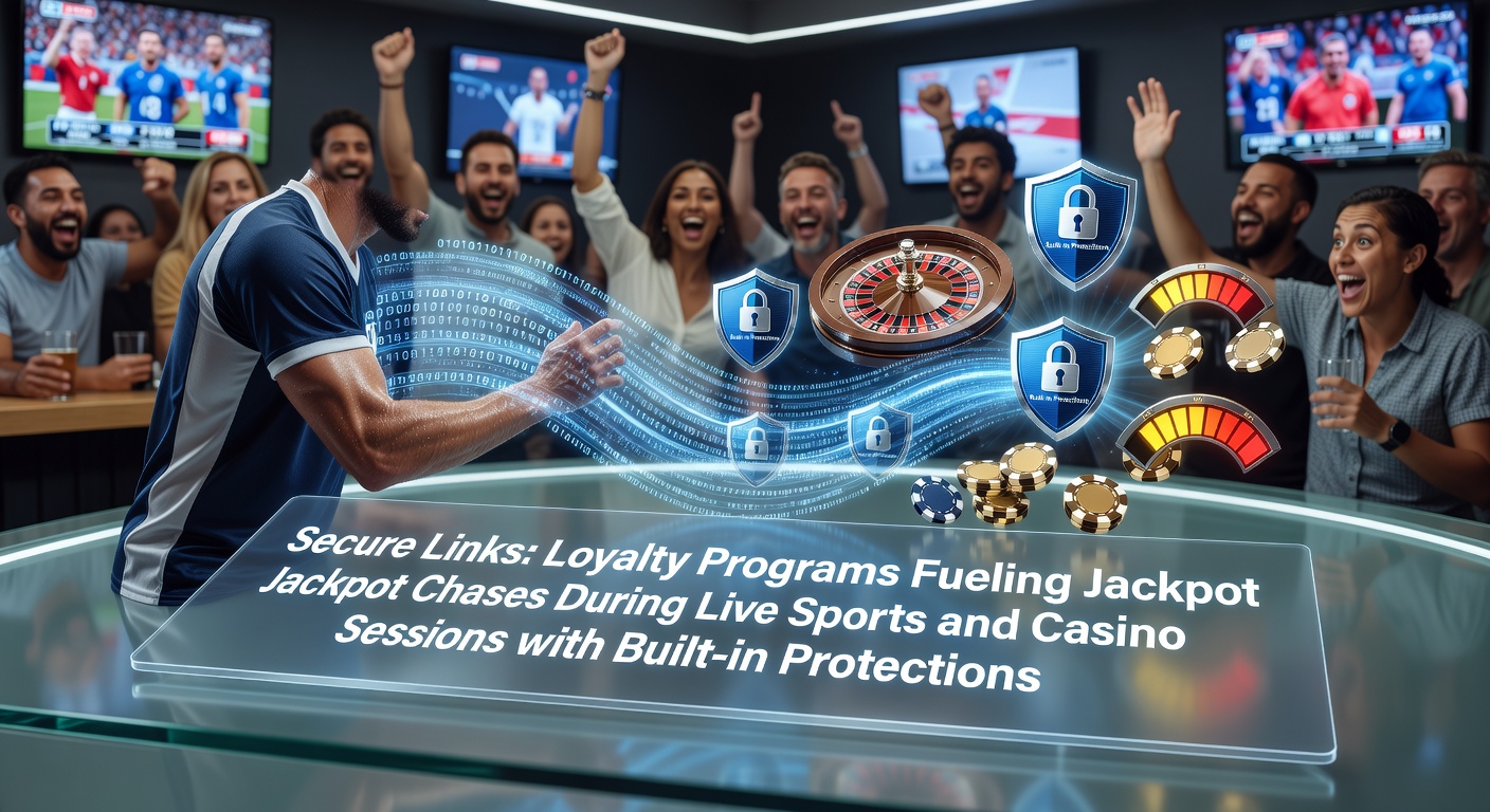 Illustration of secure loyalty program links connecting jackpot chases across live sports betting and casino sessions on mobile devices