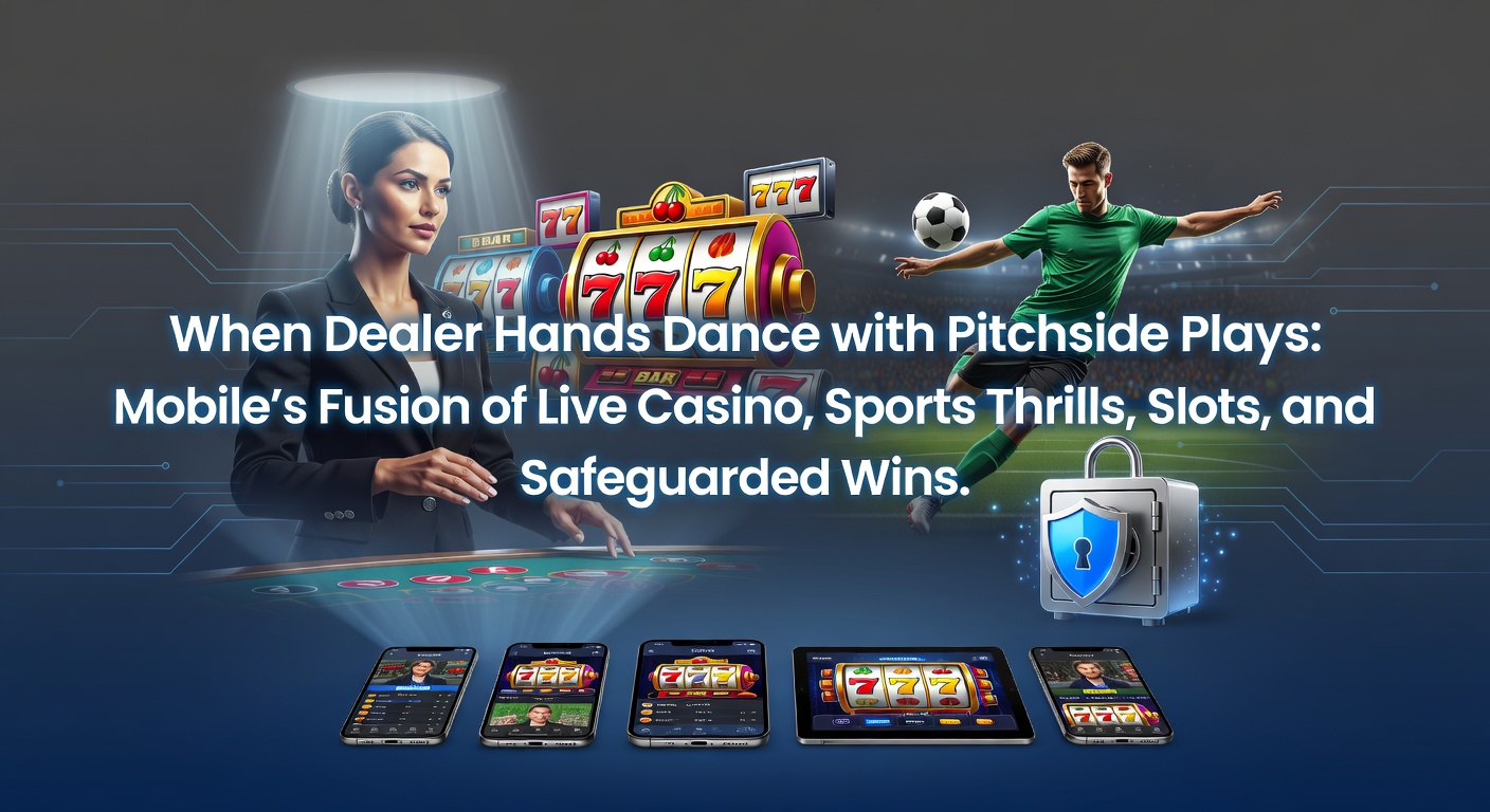 A vibrant mobile screen displaying a live blackjack dealer alongside an in-play soccer bet, capturing the seamless blend of casino action and sports excitement